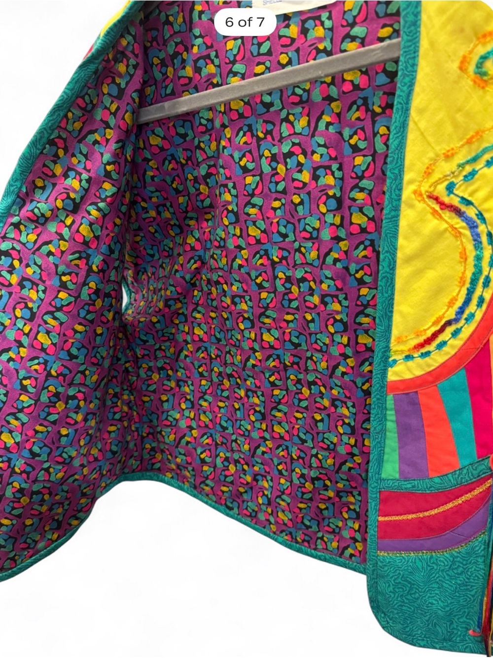 Colorful Patchwork Open-Front Vest — Multicolor - Picture 6 of 7